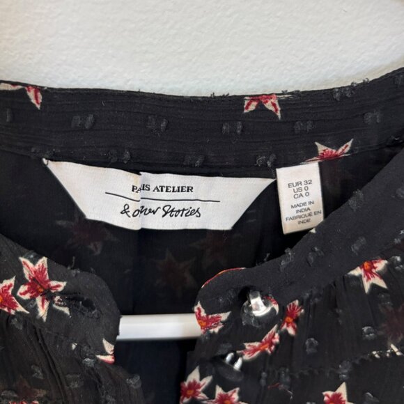 &Other Stories Paris Atelier - dainty floral black midi dress - Picture 3 of 3